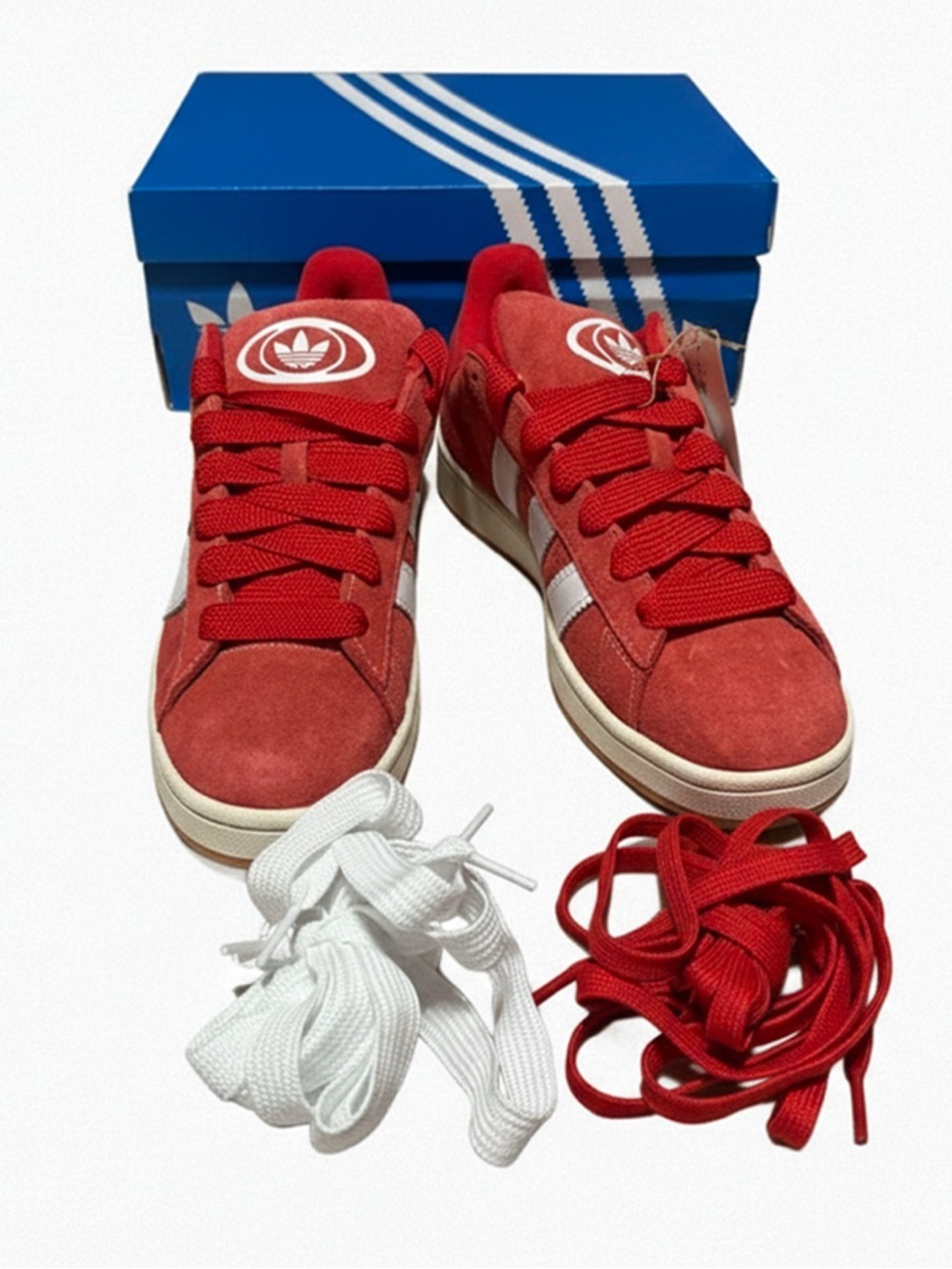 Adidas Campus Red Suede Sneakers Men’s Size 10 New Extra Laces Classic Shoes - Picture 4 of 8